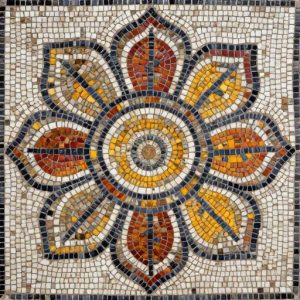 Handcrafted Opus Tessellatum Flower Mosaic Art
