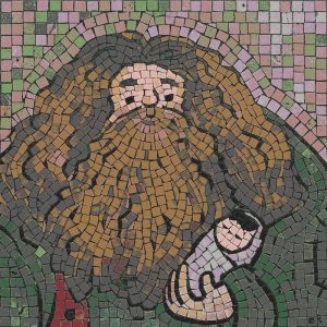 Rustic Bearded Man Mosaic Art – 60×60 cm