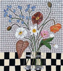Floral Bouquet Mosaic Art – Glass Vase