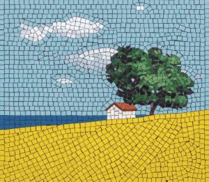 Peaceful Rural Landscape Mosaic Art