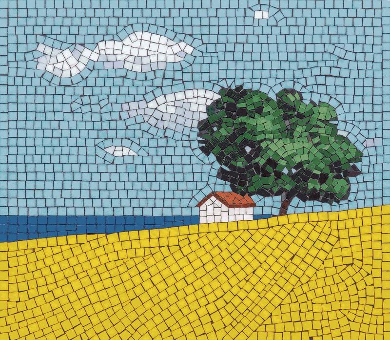 Peaceful Rural Landscape Mosaic Art