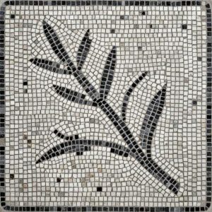 Monochrome Olive Branch Mosaic Art – Natural Stone