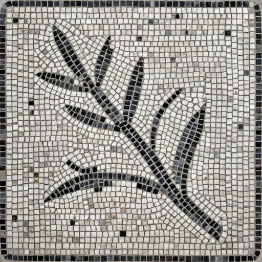 Monochrome Olive Branch Mosaic Art - Natural Stone
