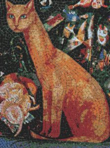 Elegant Orange Cat Mosaic Art – 60×80 cm