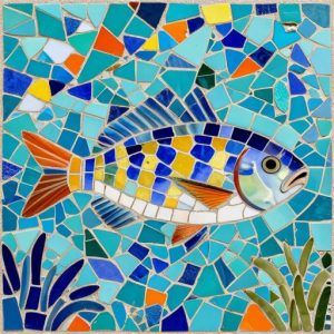 Colorful Underwater Fish Trencadís Mosaic Art