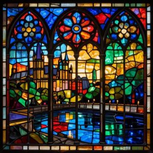 Hogwarts at Night Stained Glass Mosaic