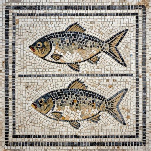 Two Carps Mosaic Art - Opus Tessellatum Style