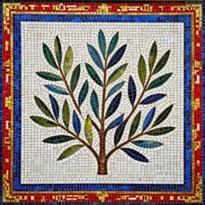 Olive Branches Roman Style Mosaic Art