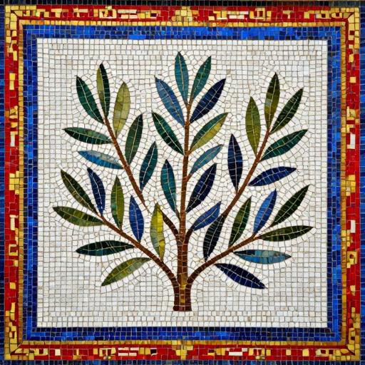 Olive Branches Roman Style Mosaic Art
