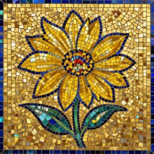 Byzantine Mosaic Yellow Flower Art