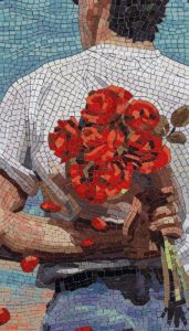 Romantic Red Roses Mosaic Art