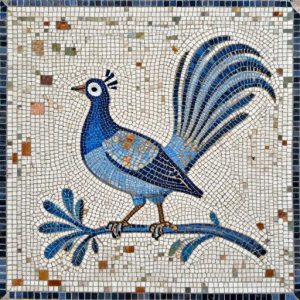 Blue Pheasant Roman Style Mosaic Art
