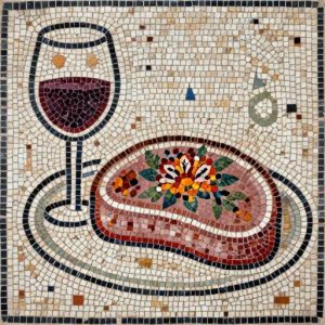 Florentine Steak and Red Wine Mosaic Art