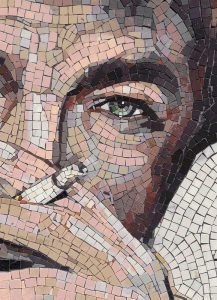 Contemplative Gaze Mosaic Portrait