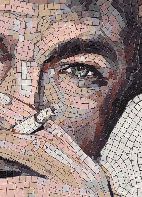 Contemplative Gaze Mosaic Portrait