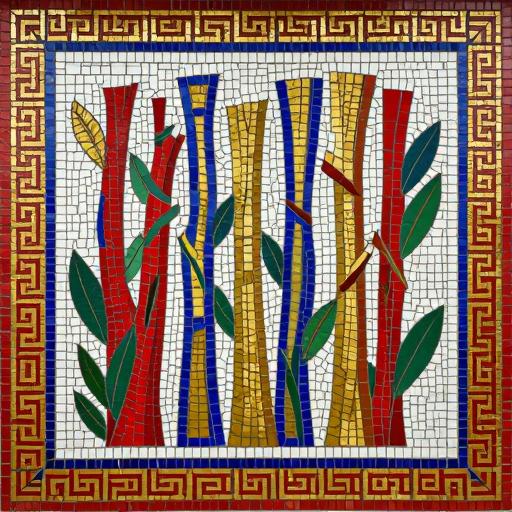 Soviet Style Bamboo Stems Mosaic Art