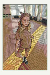 Mosaic Portrait of a Young Girl in Brown