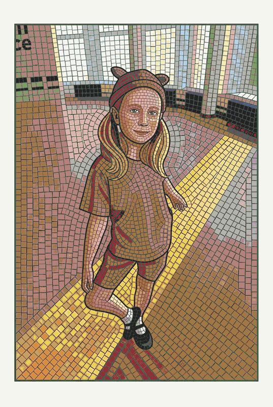 Mosaic Portrait of a Young Girl in Brown
