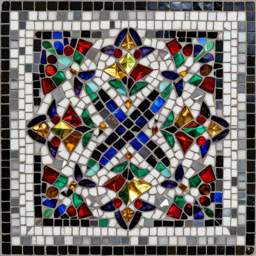 Colorful Geometric Opus Incertum Mosaic Art