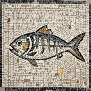 Fish Skeleton Mosaic – Classical Roman Opus Tessellatum