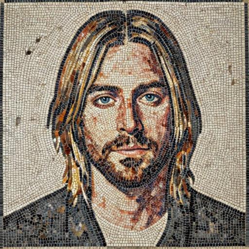 Kurt Cobain Mosaic Portrait - Custom Opus Tessellatum Art