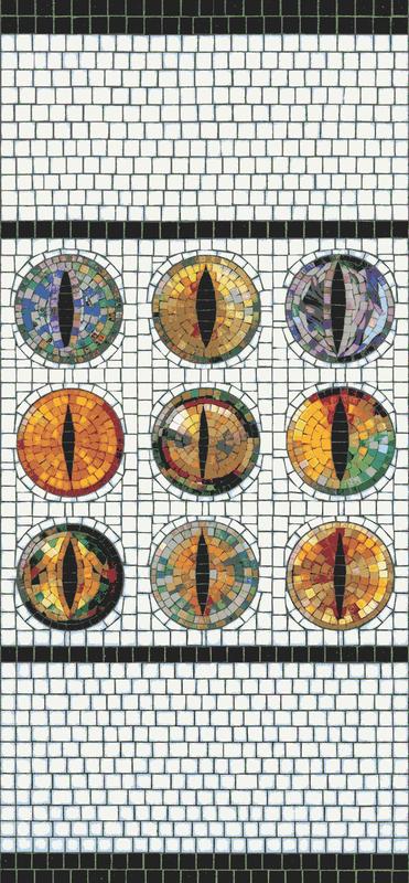 Mystical Cat Eyes Mosaic Art - 25x54 cm