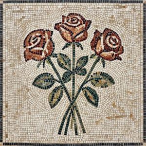Custom Opus Tessellatum Rose Bouquet Mosaic Art