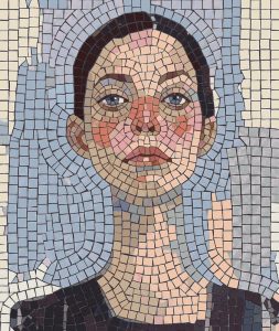 Serene Woman Mosaic Portrait – 60×71 cm
