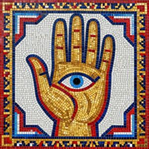 Hamsa Hand Mosaic Art – Protective Eye Amulet