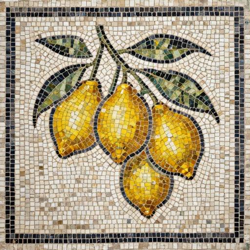 Lemons on a Branch Mosaic Art - Opus Tessellatum