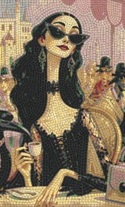 Mysterious Woman in Gold Mosaic Art