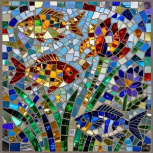 Underwater World Mosaic: Colorful Fish and Flowers