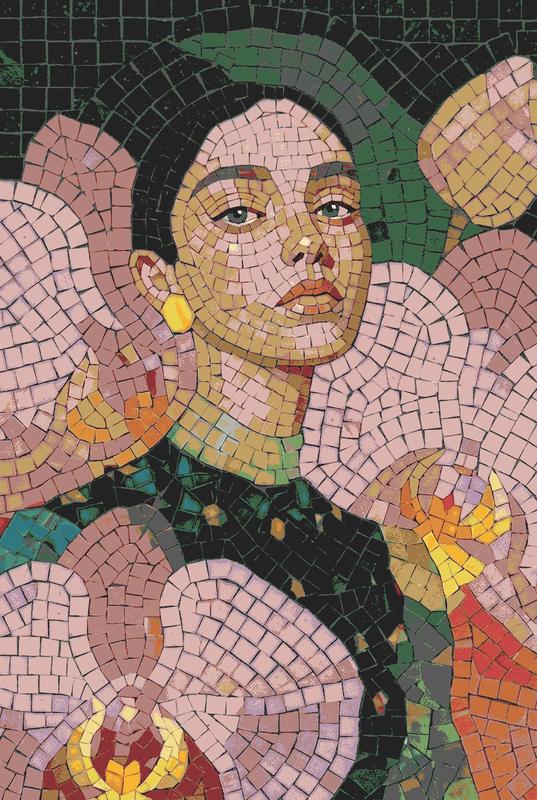 Serene Woman Mosaic Portrait - 60x90 cm