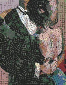 Romantic Embrace Mosaic Art – Intimate Kiss