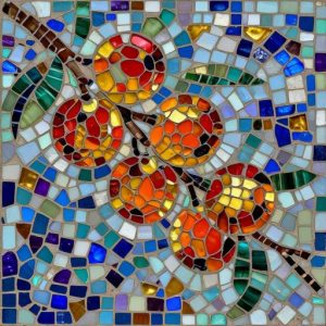Apricots on a Branch Mosaic Art – Opus Incertum Style
