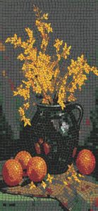 Yellow Flowers and Oranges Mosaic Still Life