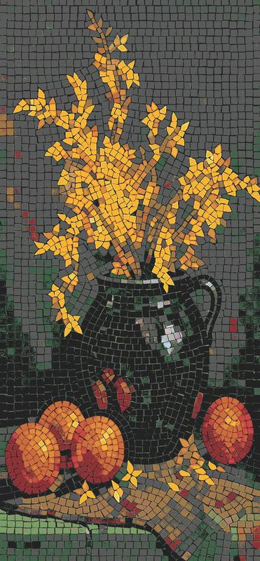Yellow Flowers and Oranges Mosaic Still Life