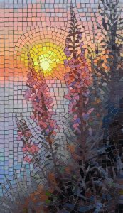 Sunset Floral Mosaic Art – Nature’s Glow