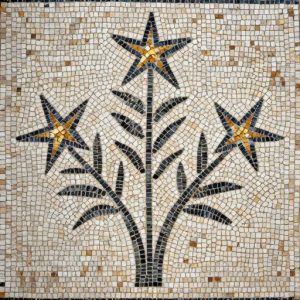 Fern and Stars Mosaic Art – Opus Tessellatum Style