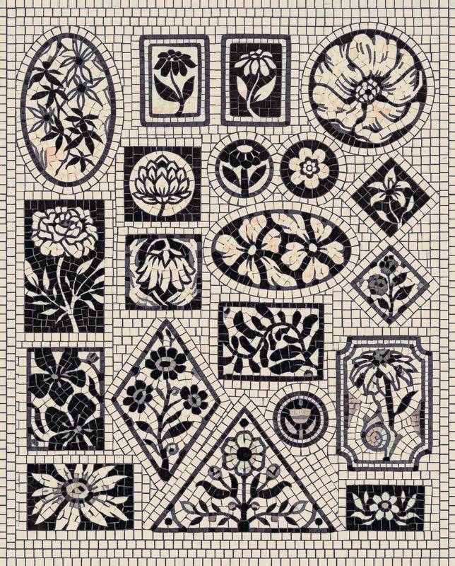 Monochrome Botanical Mosaic Art