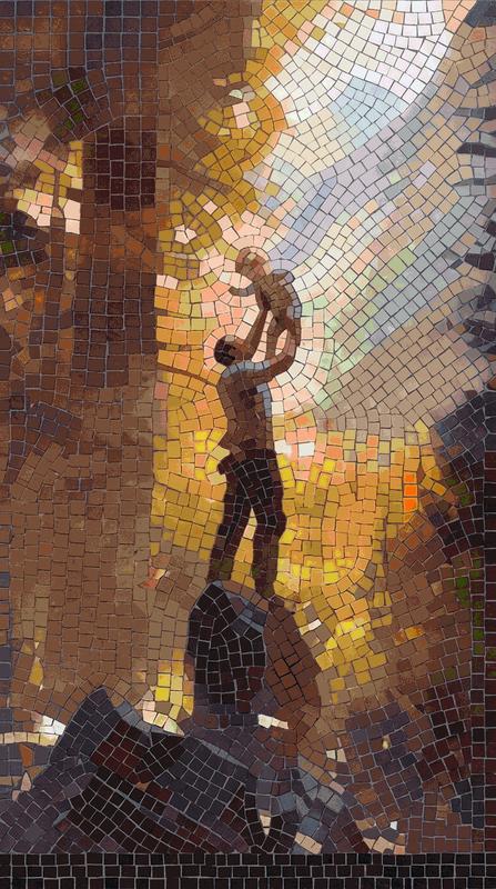 Father and Child Mosaic Art - Silhouette of Love