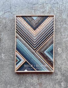 Geometric Abstract Mosaic Art – Blue and Earth Tones