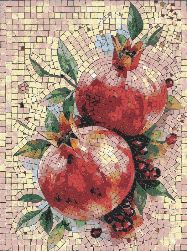 Pomegranate Mosaic Art - Classical Nature Still Life