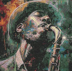 Jazz Saxophonist Mosaic Art – Soulful Musical Portrait