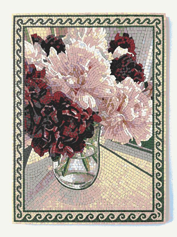 Elegant Peonies in a Vase Mosaic Art