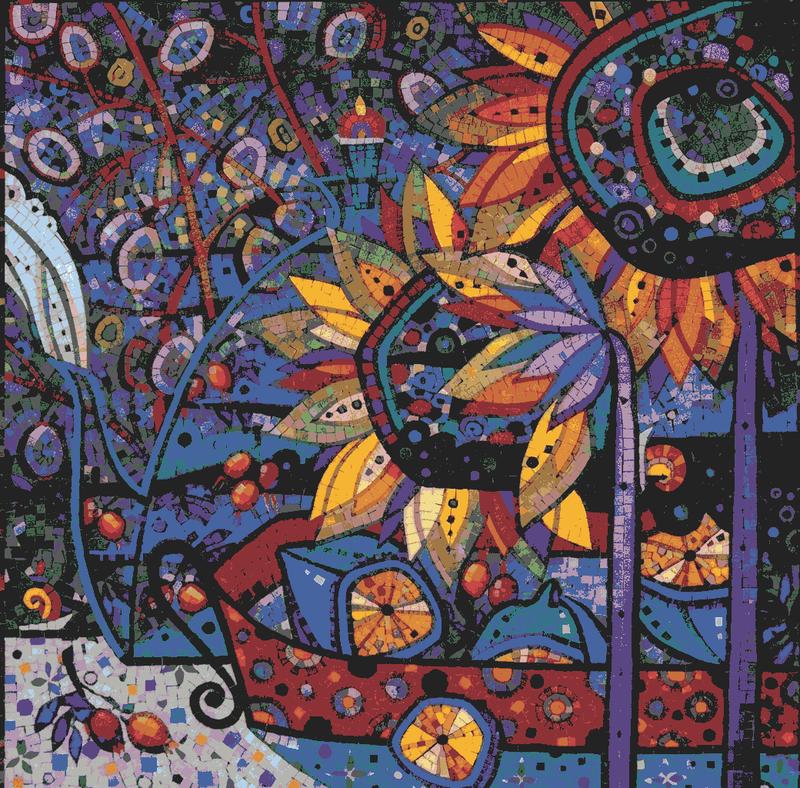 Vibrant Abstract Nature Mosaic Art - 60x60 cm