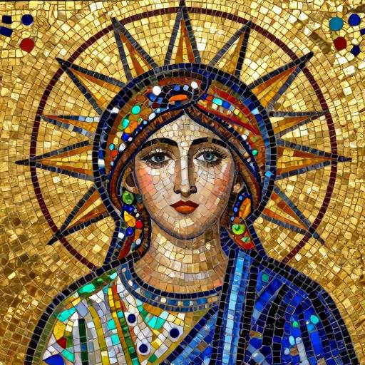 Sun-Dazzled Woman Byzantine Mosaic Art