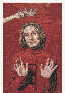 Royal Coronation Mosaic Art – Red Portrait