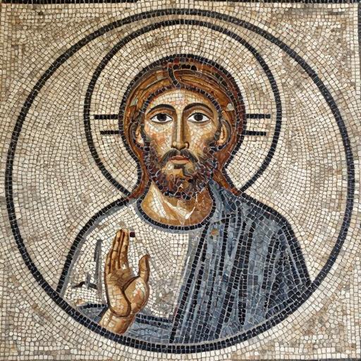 Jesus Christ Circular Mosaic Art - Opus Tessellatum