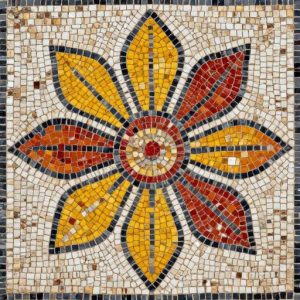 Fern Flower Mosaic Art – Opus Tessellatum Style